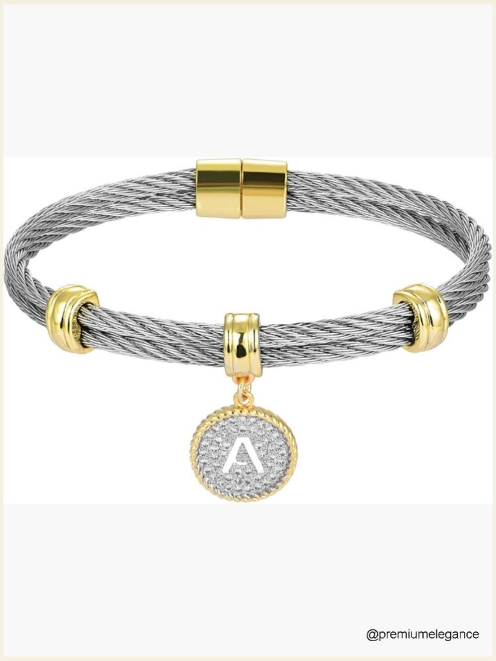 Initial Wire Bracelet and Necklace Set - Hypoallergenic